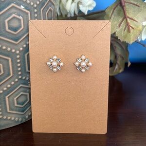 Vintage-style Pearl and CZ Crystal Earrings